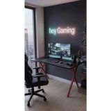 Hey Modüler Mobilya 120 cm Gaming Profesyonel Oyuncu Masası Siyah Tabla, Kırmızı Metal Ayaklı Hey Gaming - Siyah - Kırmızı