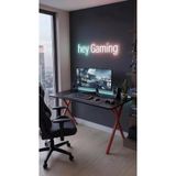 hey modüler mobilya 120 cm Gaming Profesyonel Oyuncu Masası Siyah Tabla, Kırmızı Metal Ayaklı Hey Gaming