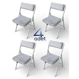Hey Modüler Mobilya 4'lü Katlanır Beyaz Açık Gri Piknik Kamp Sandalyesi