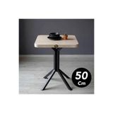 Hey Modüler Mobilya 50 CM Ürgüp Kare Traverten Balkon Masası Yan Sehpa Mutfak Yemek Masası Siyah Ayak