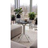 Hey Modüler Mobilya 50 cm Yuvarlak Balkon Masası & Yemek Masası 73 cm Yükseklik Antrasit Tabla, Beyaz Metal Ayaklı Yıldız Model - Antrasit - Beyaz