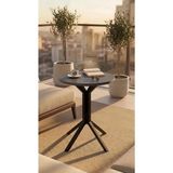Hey Modüler Mobilya 50 cm Yuvarlak Balkon Masası & Yemek Masası 73 cm Yükseklik Antrasit Tabla, Siyah Metal Ayaklı Yıldız Model
