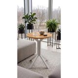 Hey Modüler Mobilya 50 cm Yuvarlak Balkon Masası & Yemek Masası 73 cm Yükseklik Çam Tabla, Beyaz Metal Ayaklı Yıldız Model - Çam - Beyaz