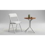Hey Modüler Mobilya 50 cm Yuvarlak Balkon Masası & Yemek Masası 73 cm Yükseklik Ceviz Tabla, Beyaz Metal Ayaklı Yıldız Model - Ceviz - Beyaz