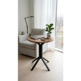 Hey Modüler Mobilya 50 cm Yuvarlak Balkon Masası & Yemek Masası 73 cm Yükseklik Ceviz Tabla, Siyah Metal Ayaklı Yıldız Model