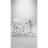 Hey Modüler Mobilya 50 cm Yuvarlak Balkon Masası & Yemek Masası 73 cm Yükseklik Efes Tabla, Beyaz Metal Ayaklı Yıldız Model