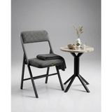 Hey Modüler Mobilya 50 cm Yuvarlak Balkon Masası & Yemek Masası 73 cm Yükseklik Efes Tabla, Siyah Metal Ayaklı Yıldız Model