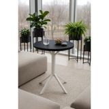 Hey Modüler Mobilya 50 cm Yuvarlak Balkon Masası & Yemek Masası 73 cm Yükseklik Siyah Tabla, Beyaz Metal Ayaklı Yıldız Model - Siyah - Beyaz