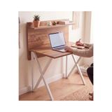 hey modüler mobilya 82 Cm Maya Ceviz Raflı Çalışma Masası Laptop Masası Beyaz Ayak