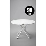 Hey Modüler Mobilya 90 Cm Selin Yuvarlak Beyaz Mutfak Masası Yemek Masası Balkon Masası Metal Beyaz Ayak - Beyaz - Beyaz