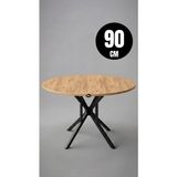 Hey Modüler Mobilya 90 cm Selin Yuvarlak Çam Mutfak Masası Yemek Masası Balkon Masası Metal Siyah Ayak