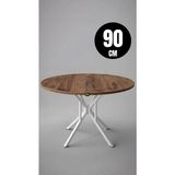 Hey Modüler Mobilya 90 cm Selin Yuvarlak Ceviz Mutfak Masası Yemek Masası Balkon Masası Metal Beyaz Ayak - Ceviz - Beyaz