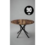Hey Modüler Mobilya 90 Cm Selin Yuvarlak Kemençe Mutfak Masası Yemek Masası Balkon Masası Metal Siyah Ayak - Kahverengi