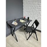 Hey Modüler Mobilya Buse Çalışma Masası Ofis Bilgisayar Masası - Katlanır Sandalyeli 103 CM Metal Siyah Ayak