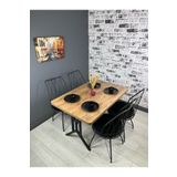 hey modüler mobilya Handan Ceviz Mutfak Yemek Masası Balkon Masası Kavisli Köşe Metal 110*70 cm