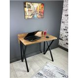 Hey Moduler Mobilya Hayal Ceviz Calisma Masasi Bilgisayar Ofis Masasi Metal Siyah Ayakli 90 Cm