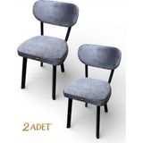 Hey Modüler Mobilya Hey Elma Mutfak Yemek Sandalyesi Salon Balkon Sandalyesi Antrasit Gri Baby Face Kumaş 2'li - 2'Li Renk