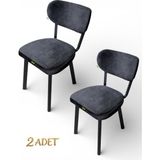 Hey Modüler Mobilya Hey Elma Mutfak Yemek Sandalyesi Salon Balkon Sandalyesi Siyah Baby Face Kumaş 2'li - 2'Li Renk