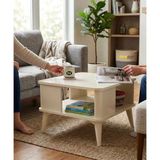 Hey Modüler Mobilya Hey Mars Kare Aytaşı Krem Modern Orta Sehpa Katlı 60*60*39 - AYTAŞI KREM