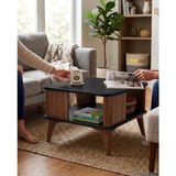 Hey Modüler Mobilya Hey Mars Kare Siyah Mermer Ceviz Modern Orta Sehpa Katlı 60*60*39 - SİYAH MERMER CEVİZ
