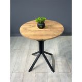 hey modüler mobilya İkra Yuvarlak Atlantik Çam Mutfak Yemek Masası Balkon Masası Siyah Ayak 60 cm