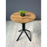 hey modüler mobilya İkra Yuvarlak Ceviz Mutfak Yemek Masası Balkon Masası Siyah Ayak 60 cm