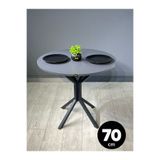 hey modüler mobilya Nisa Antrasit Gri Yuvarlak Mutfak Masası Yemek Masası Metal Siyah Ayak 70 Cm