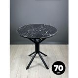 Hey Modüler Mobilya Nisa Siyahmermer Yuvarlak Mutfak Masası Yemek Masa Metal Siyah Ayak 70 Cm