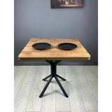 Hey Modüler Mobilya Roma Mutfak Yemek Masası Balkon Masası Kavisli Köşe Metal Siyah Ayak 80 cm - Ceviz