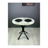 Hey Moduler Mobilya Saray Efes Yuvarlak Mutfak Masasi Yemek Masasi Balkon Masasi Metal Siyah Ayak 80 Cm