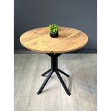 Hey Modüler Mobilya Saray Yuvarlak Mutfak Masası Yemek Masa Balkon Masa Fiskos Masa Metal Siyah Ayak 80 cm - Atlantik Çam