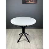 Hey Modüler Mobilya Saray Yuvarlak Mutfak Masası Yemek Masa Balkon Masa Fiskos Masa Metal Siyah Ayak 80 cm - Beyaz