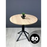 Hey Modüler Mobilya Saray Yuvarlak Mutfak Masası Yemek Masa Balkon Masa Fiskos Masa Metal Siyah Ayak 80 cm - Sonoma