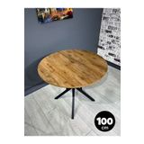 hey modüler mobilya Sedef Ceviz Yuvarlak Mutfak Yemek Masası Balkon Masası Metal Siyah Ayak 100 Cm