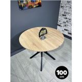 Hey Modüler Mobilya Sedef Sonoma Yuvarlak Mutfak Masası Yemek Masası Balkon Masası Metal Siyah Ayak 100 Cm