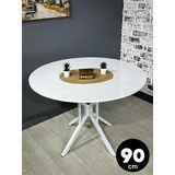 Hey Modüler Mobilya Selin Beyaz Yuvarlak Masa Metal Beyaz Ayak 90 CM