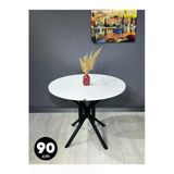 Hey Modüler Mobilya Selin Beyaz Yuvarlak Mutfak Masası Yemek Masası Metal Siyah Ayak 90 Cm