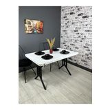 Hey Modüler Mobilya Sultan Kavisli Köşe Metal Siyah Ayak 120x80 CM Beyaz Siyah Mutfak Masası