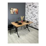 Hey Modüler Mobilya Sultan Kavisli Köşe Metal Siyah Ayak 120x80 CM Ceviz Mutfak Masası