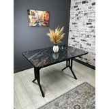 Hey Modüler Mobilya Sultan Mutfak Yemek Masası 120 x 80 cm - Siyah Mermer