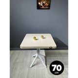 Hey Modüler Mobilya Tepe Koton Vizon Mutfak Yemek Masası Balkon Masası Kavisli Köşe Beyaz Ayak 70 cm - 70 x 70 cm