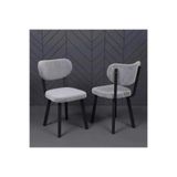 hey modüler mobilya Velora Gri Sandalye 2 Adet Demonte Modern Salon Mutfak Cafe Restoran Otel Siyah Ayak