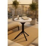 hey modüler mobilya Yıldız Yuvarlak Beyaz 50 cm Balkon Masası Yan Sehpa Mutfak Yemek Masası Siyah Ayak