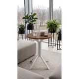 hey modüler mobilya Yıldız Yuvarlak Ceviz 50 cm Balkon Masası Yan Sehpa Mutfak Yemek Masası Beyaz Ayak