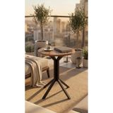 hey modüler mobilya Yıldız Yuvarlak Ceviz 50 cm Balkon Masası Yan Sehpa Mutfak Yemek Masası Siyah Ayak