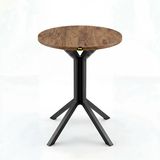 Hey Modüler Mobilya Yıldız Yuvarlak Ceviz Mutfak Masası Yemek Masası Balkon Masası Metal Siyah Ayak 50 CM