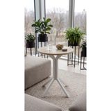 hey modüler mobilya Yıldız Yuvarlak Traverten 50 cm Balkon Masası Yan Sehpa Mutfak Yemek Masası Beyaz Ayak