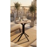 hey modüler mobilya Yıldız Yuvarlak Traverten 50 cm Balkon Masası Yan Sehpa Mutfak Yemek Masası Siyah Ayak