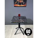 Hey Modüler Mobilya Zeren Kare Siyah Mermer Siyah Ayak 60 CM Mutfak Yemek Balkon Masası