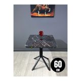 hey modüler mobilya Zeren Kare Siyahmermer Mutfak Yemek Masası Balkon Masası Siyah Ayak 60 cm